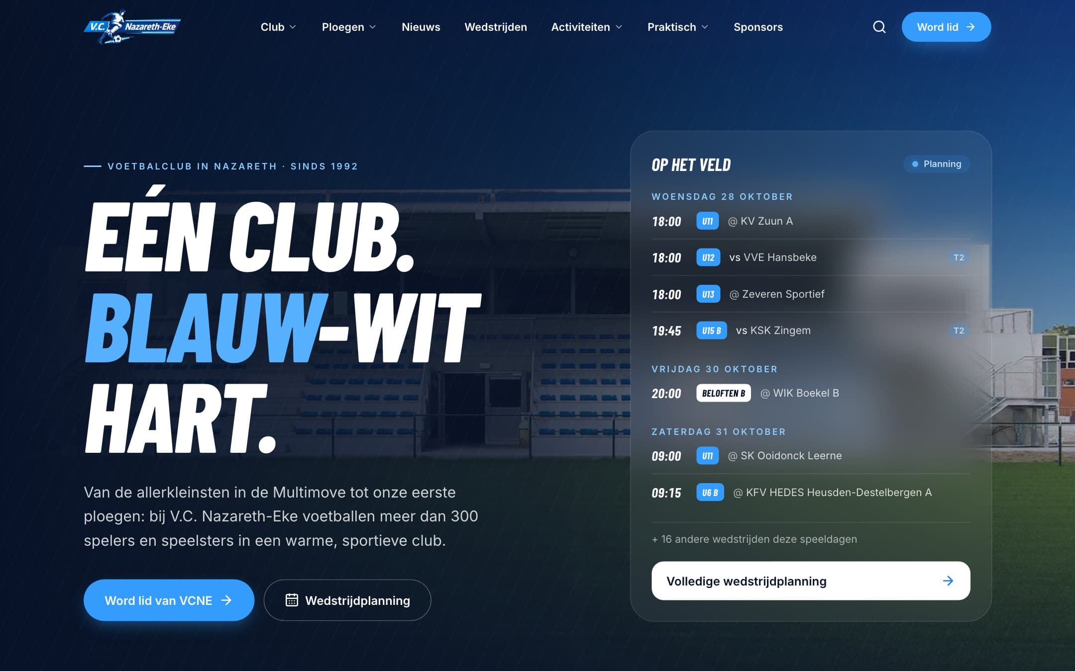 Homepagina van V.C. Nazareth-Eke op desktop, gebouwd door Segdes