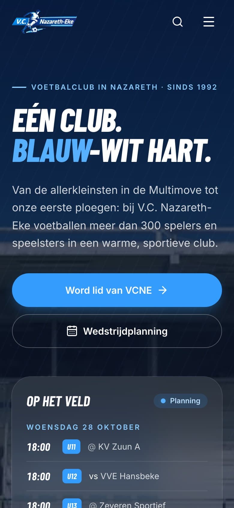 V.C. Nazareth-Eke op een smartphone